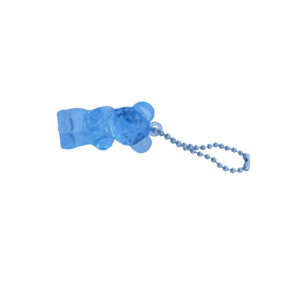 A&A Prism Teddy Bear Blue Plastic Keychain Rhinestone Bag Charm Zipper Pull Toy